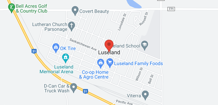 map of Luseland Sk.